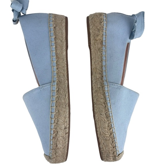 J. CREW ZX894 FADED CHAMBRAY BLUE CANVAS CLASSIC ANKLE TIE ESPADRILLE FLATS - Picture 5 of 13